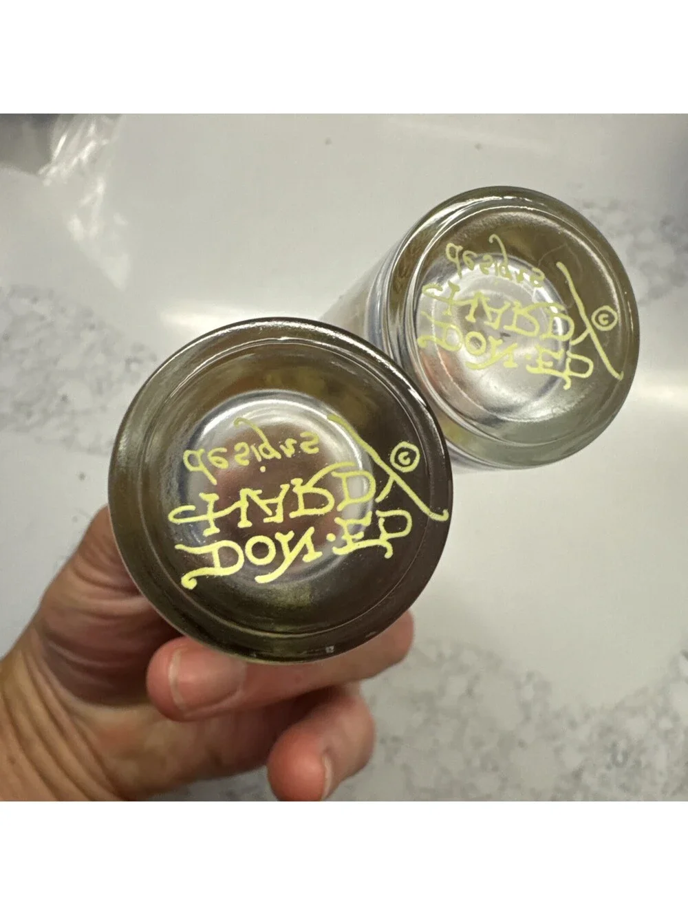 Don Ed Hardy LOVE KILLS SLOWLY 2 Shot Glasses